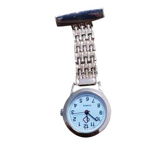 Stainless Steel Nurse Watch Quartz Silver Fob Pocket Brooch